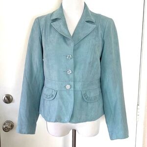 Light Blue Sueded Blazer Jacket